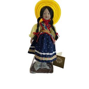Porcelain Doll Mexico Carmen 9" Around the World Folk Costume VTG 1990s